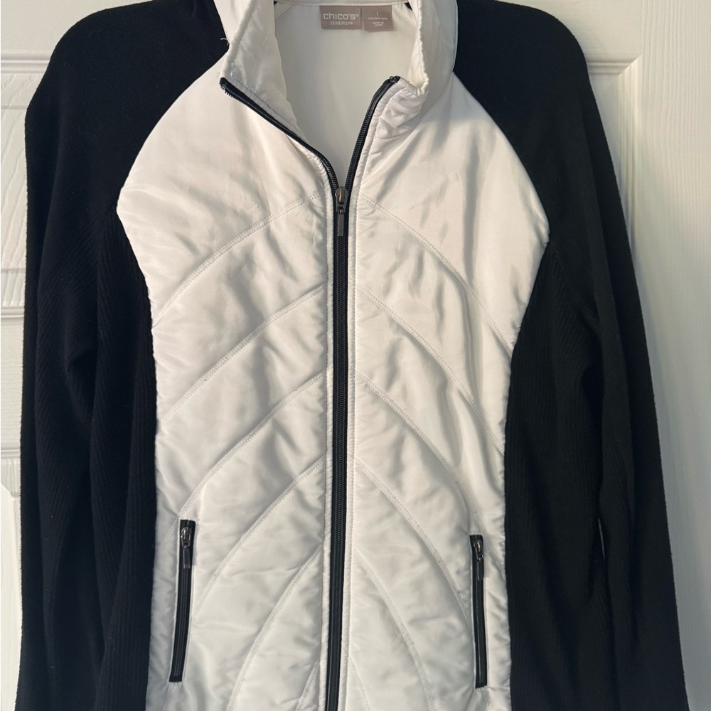 Chico's Black and White Puffer Jacket